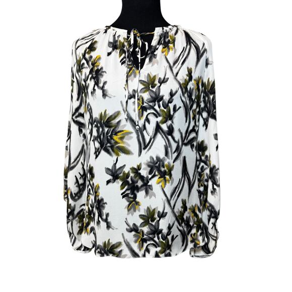 Kobi Halperin Silk Blouse Size SMALL Floral Long Sleeve Tie Neck Leaves - Picture 1 of 10